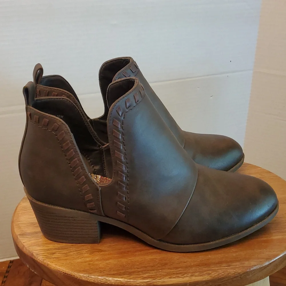 Sophia Taylor Brown Faux Leather Vegan Booties 